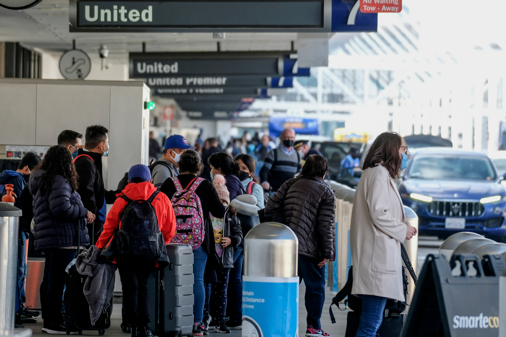 crowd at LAX airport