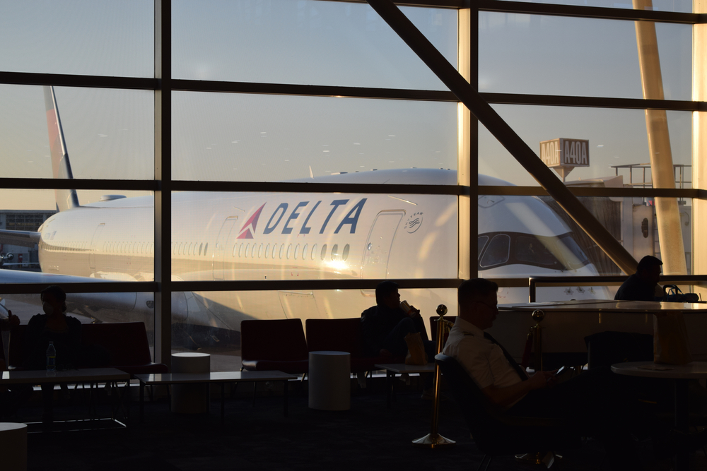A Delta jet is seen a Detroit airport